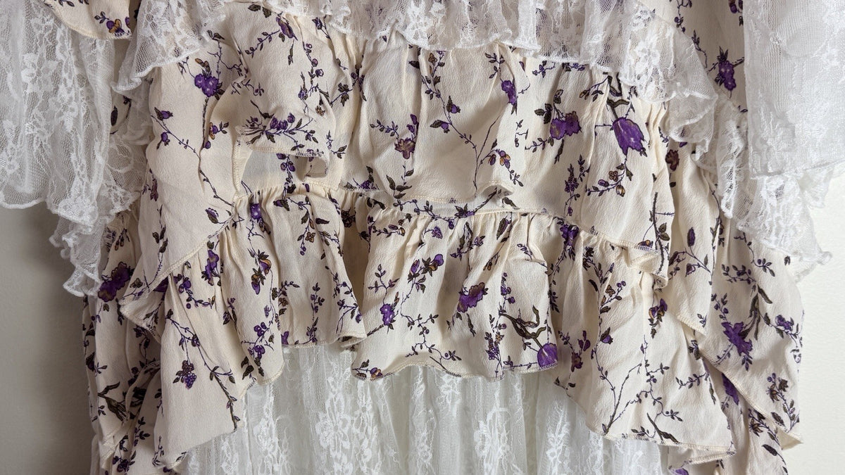 Marrika Nakk Floral Lace Dress Tiered  Boho Wedding Mariposa Dress 0/S