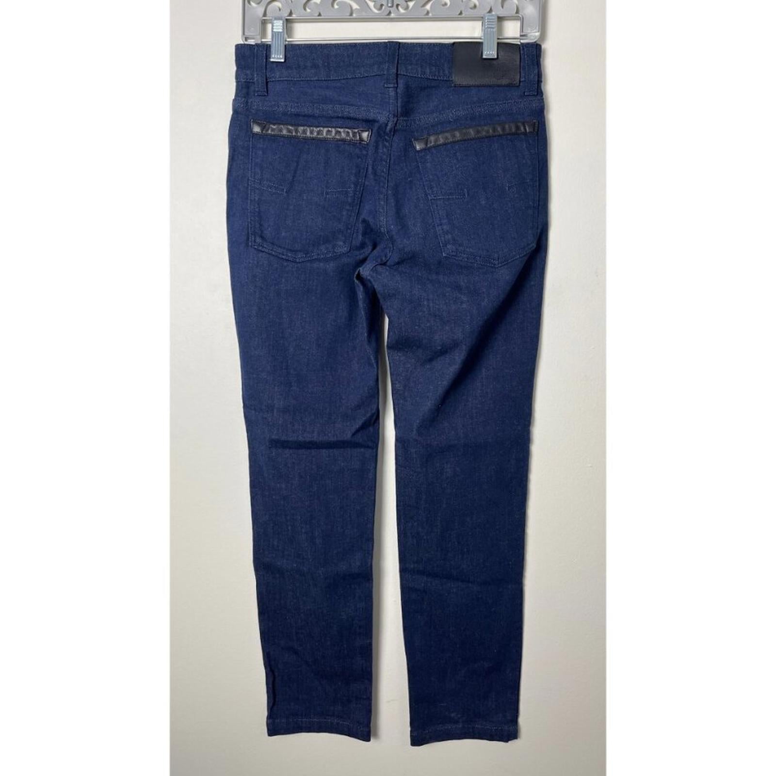 SALVATORE FERRAGAMO DARK NAVY CROPPED DENIM JEANS 28