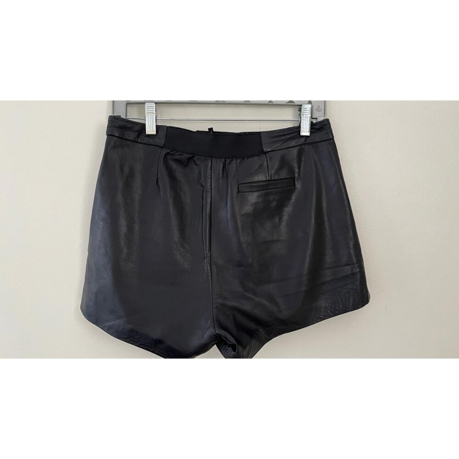 MAJE LAMBSKIN LEATHER BIKER SHORTS  M