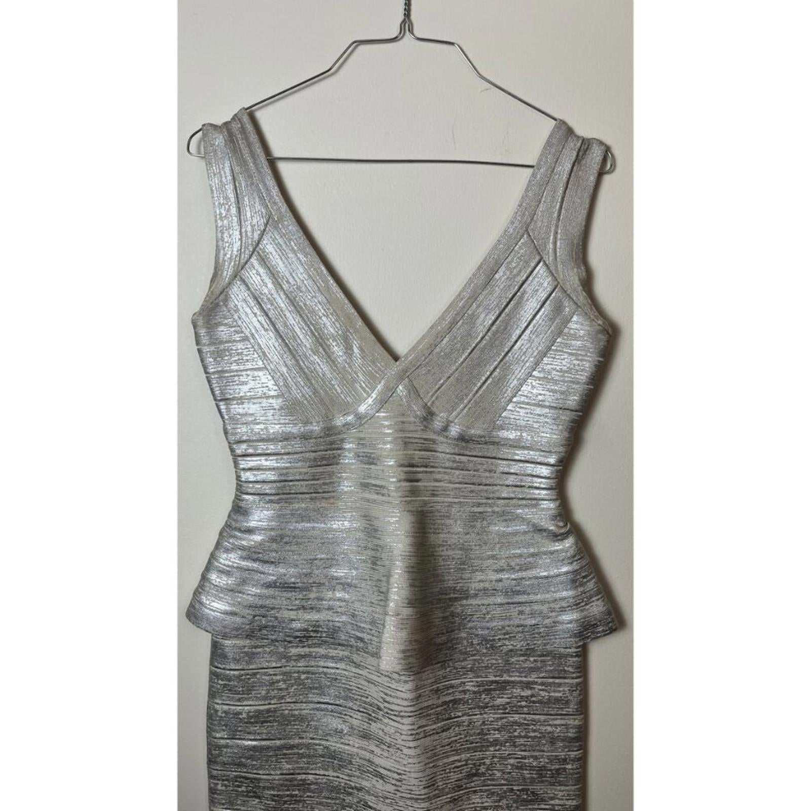 HERVE LEGER Metallic Bandage Dress