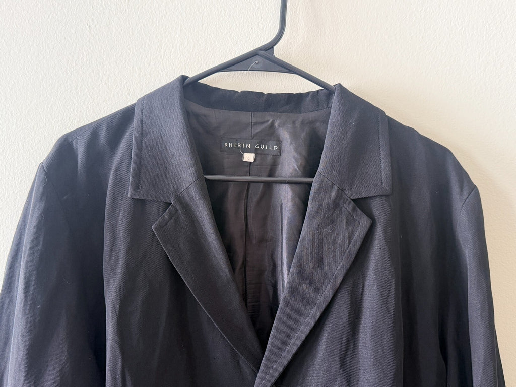 SHIRIN GUILD TIERED TUXEDO BUTTON CLOSURE JACKET LARGE