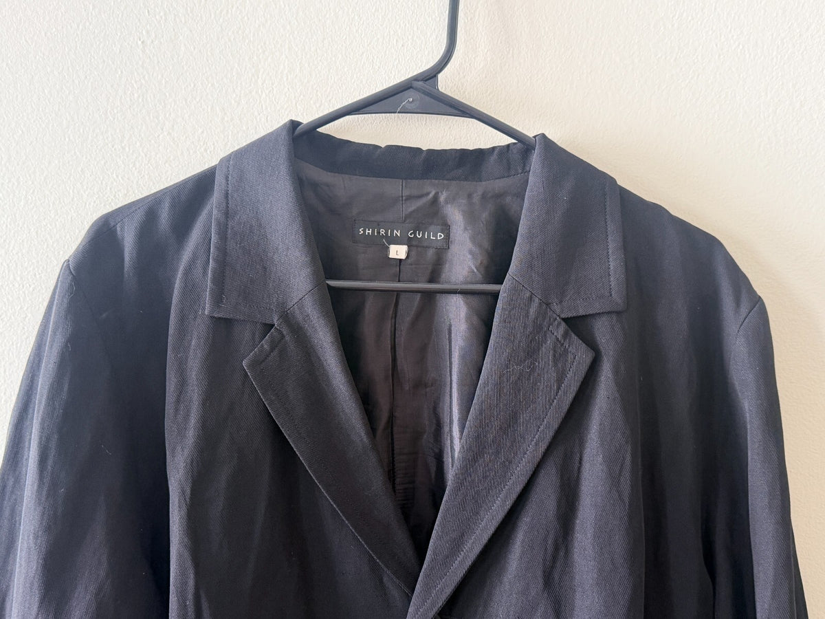 SHIRIN GUILD TIERED TUXEDO BUTTON CLOSURE JACKET LARGE
