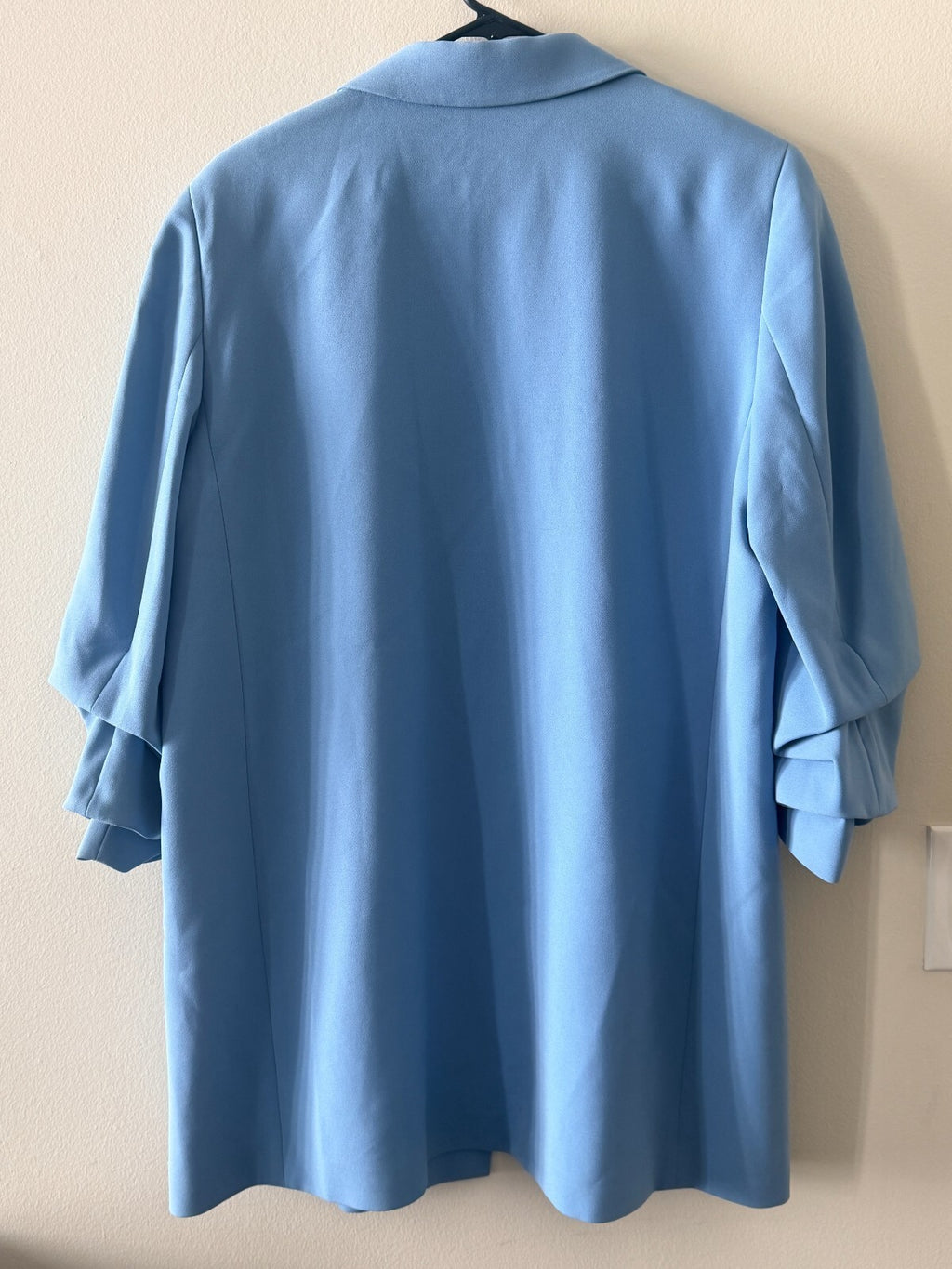 LAFAYETTE 148 Baby Blue Oversize Pleated Ruched 3/4 Sleeve Blazer Jacket L 12/14