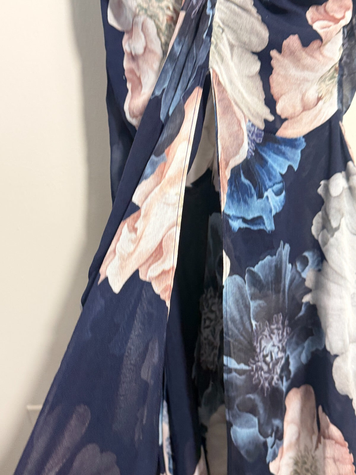Nicholas Kamila Ruffle Cowl-Neck Silk-Blend Chiffon Gown Ivory Floral