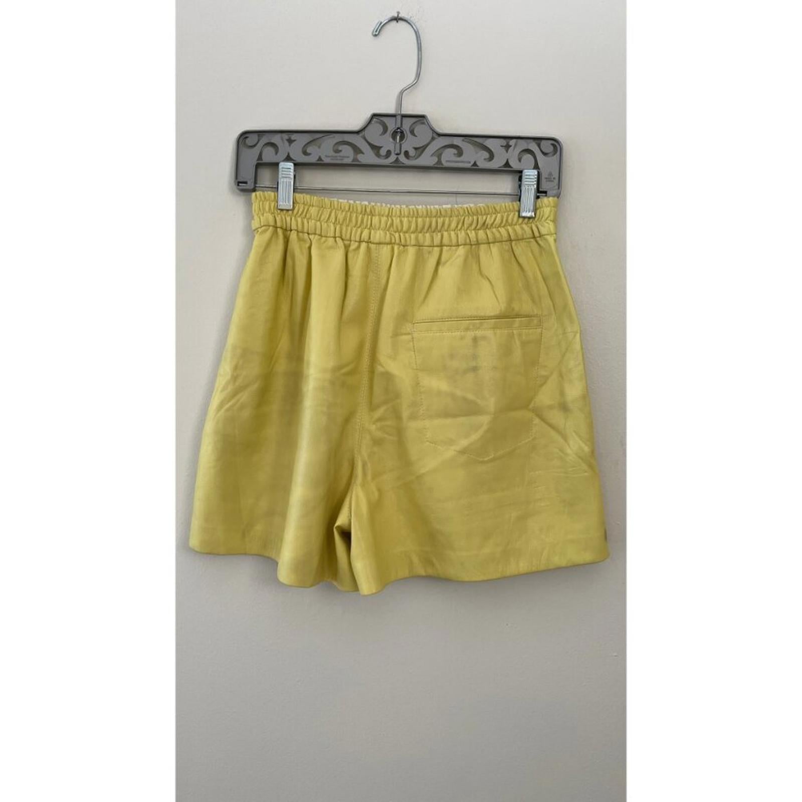 NANUSHKA YELLOW VEGAN LEATHER ELASTIC WAIST SHORTS M