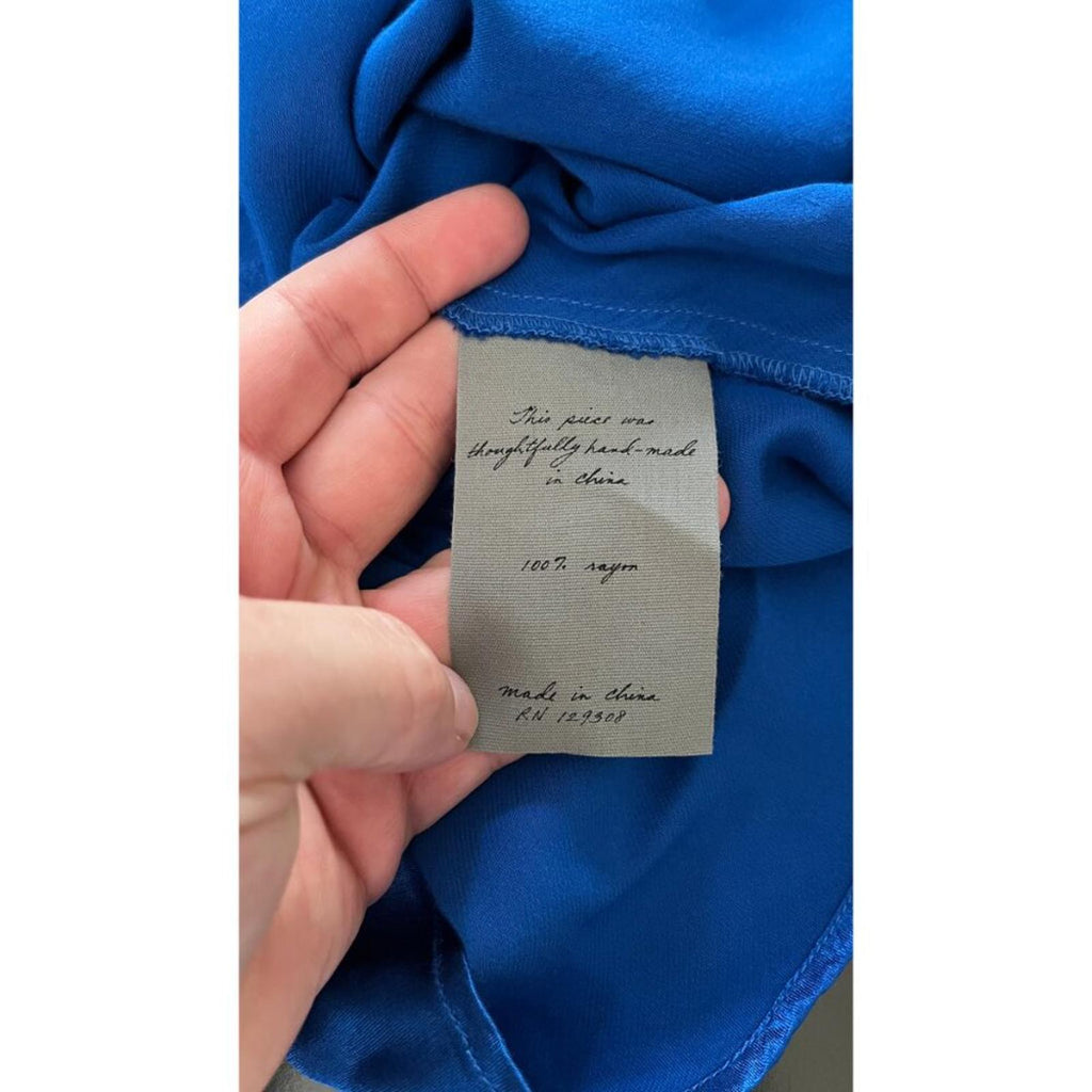 RAQUEL ALLEGRA VALENTINA LAPIS BLUE SLIP EVENING GOWN DRESS S