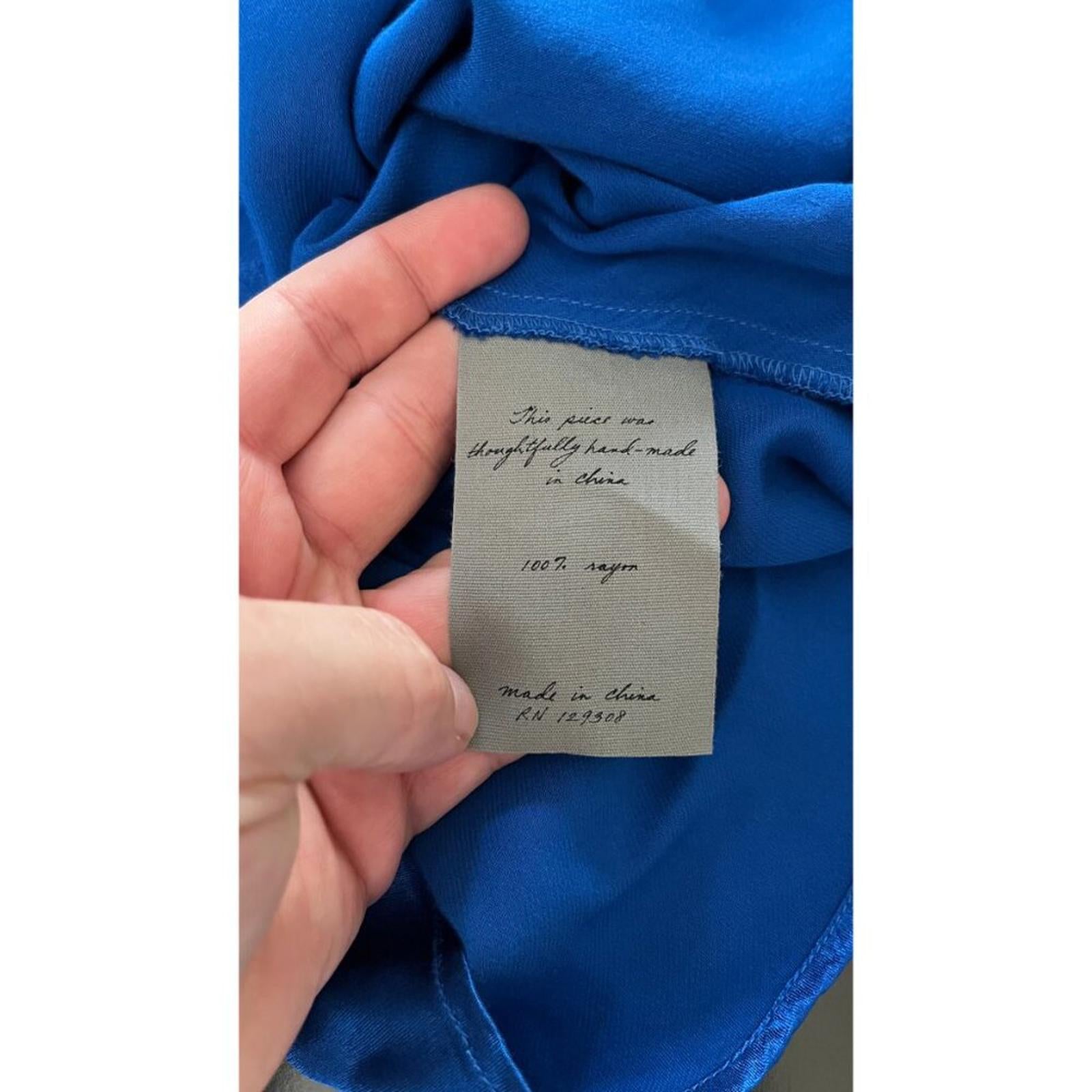 RAQUEL ALLEGRA VALENTINA LAPIS BLUE SLIP EVENING GOWN DRESS S