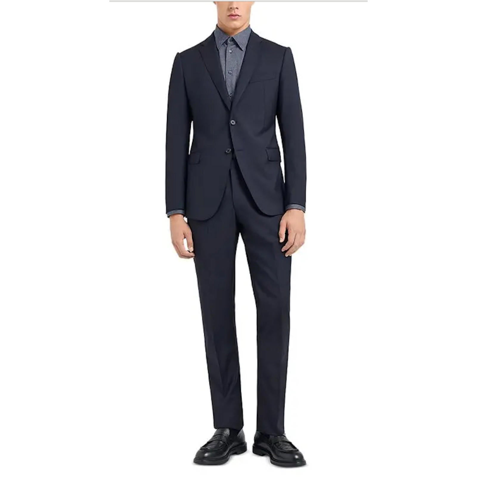 Armani  Collezioni Navy Blue Micro striped  2 Piece Suit Jacket Pants Set
