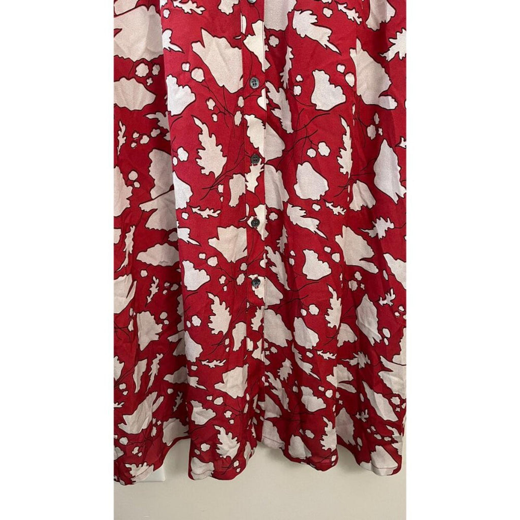 RAQUEL ALLEGRA RED LEAF PRINT DRESS S