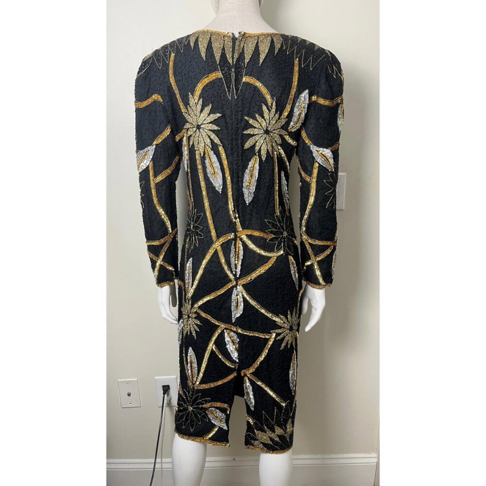VINTAGE MANNEQUIN BEADED SEQUIN 80'S GLAM DRESS MVINTAGE