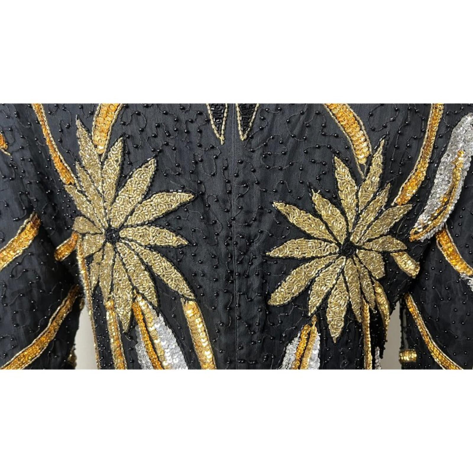 VINTAGE MANNEQUIN BEADED SEQUIN 80'S GLAM DRESS M