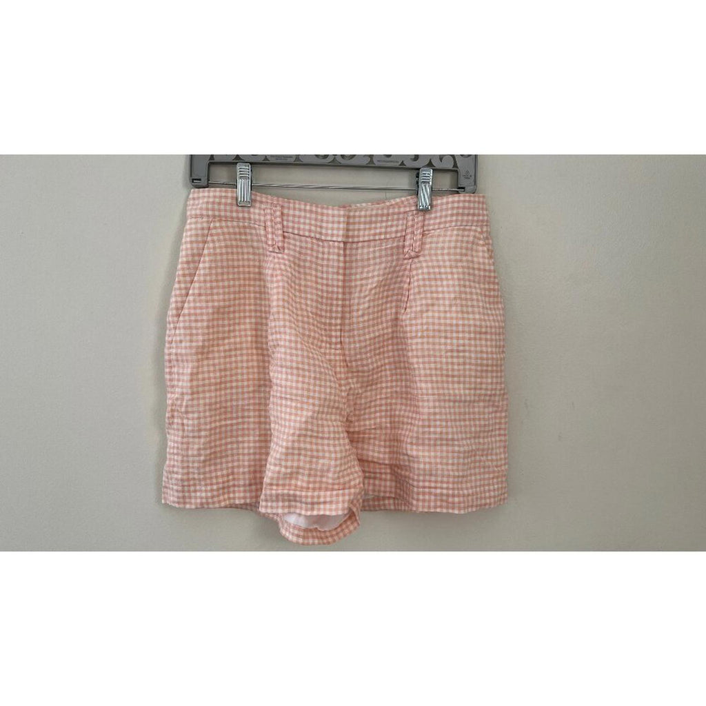 SEZANE GINGHAM PLAID SHORTS 38 in excellent condition, featuring a pink checkered pattern and marked size 38, fits M.