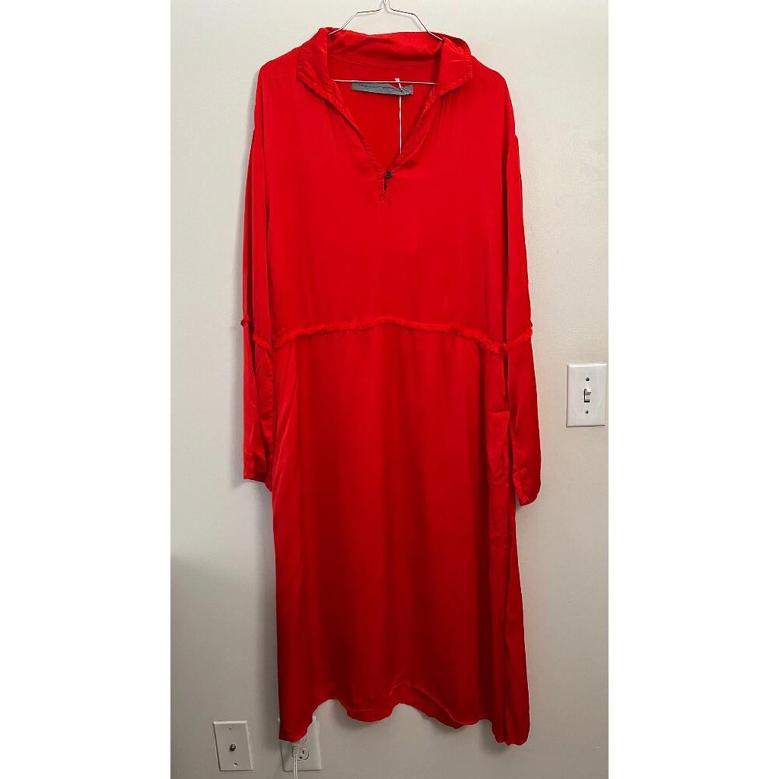 RAQUEL ALLEGRA RED GHOST RANCH MATTE RAYON SATIN DRESS
