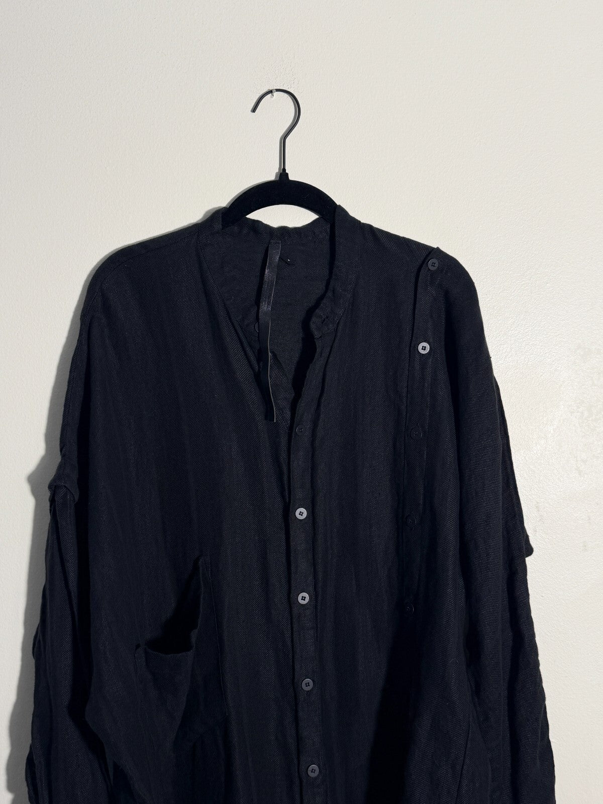 BARBARA I GONGINI BLACK LINEN AVANT GARDE JACKET 38 M