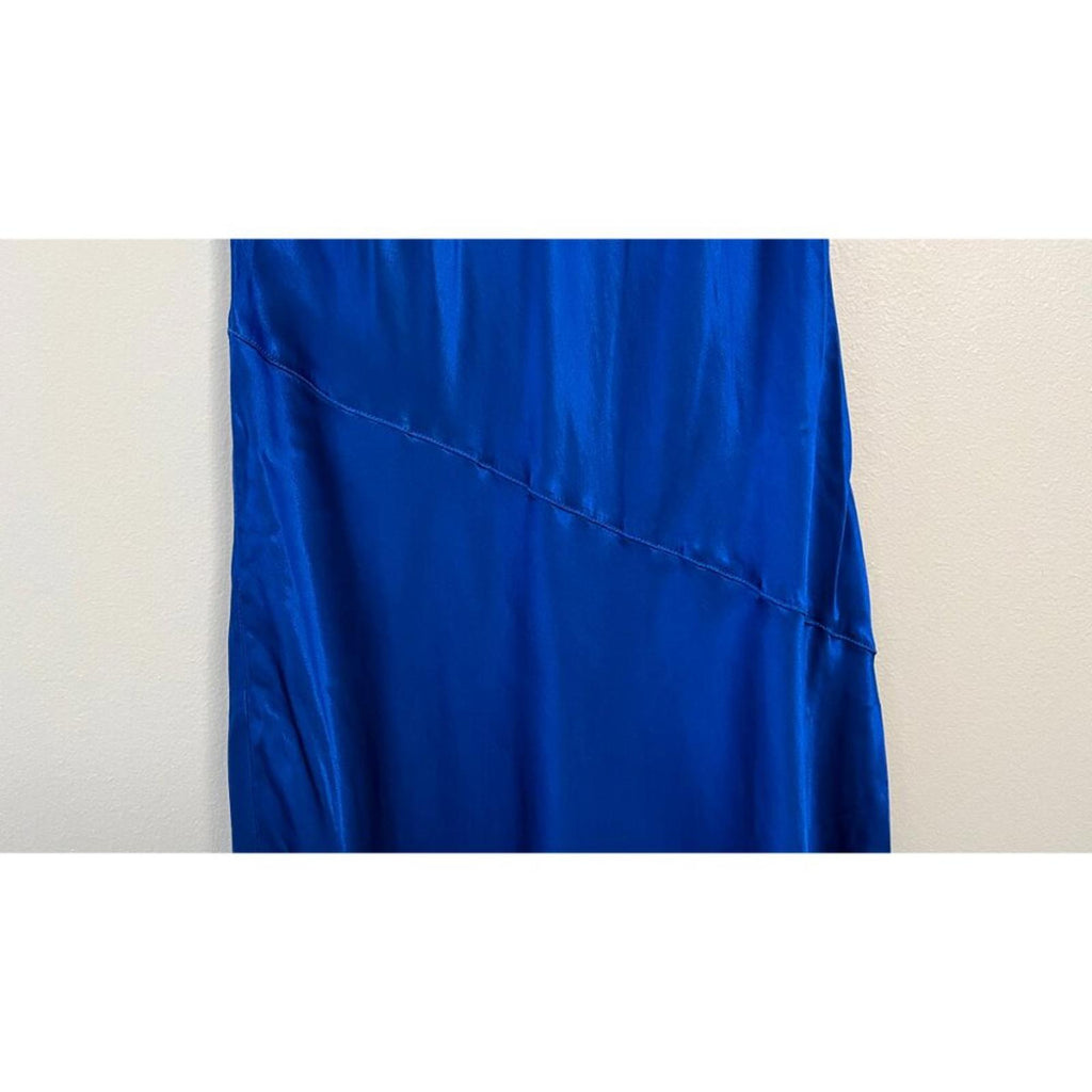 RAQUEL ALLEGRA VALENTINA LAPIS BLUE SLIP EVENING GOWN DRESS S